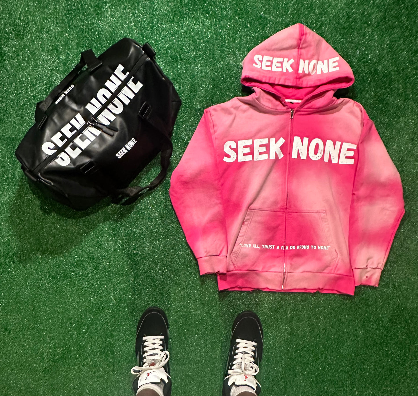 SEEK NONE WINTER COLLECTION BUNDLE. BOTH HOODIES AND TRAVEL BAG