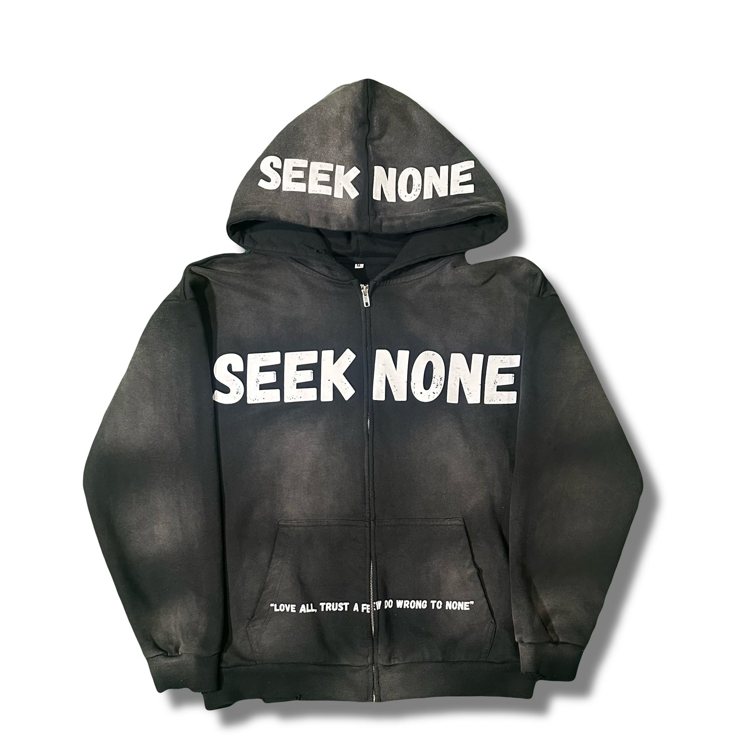 SEEK NONE BLACK ZIP UP HOODIE