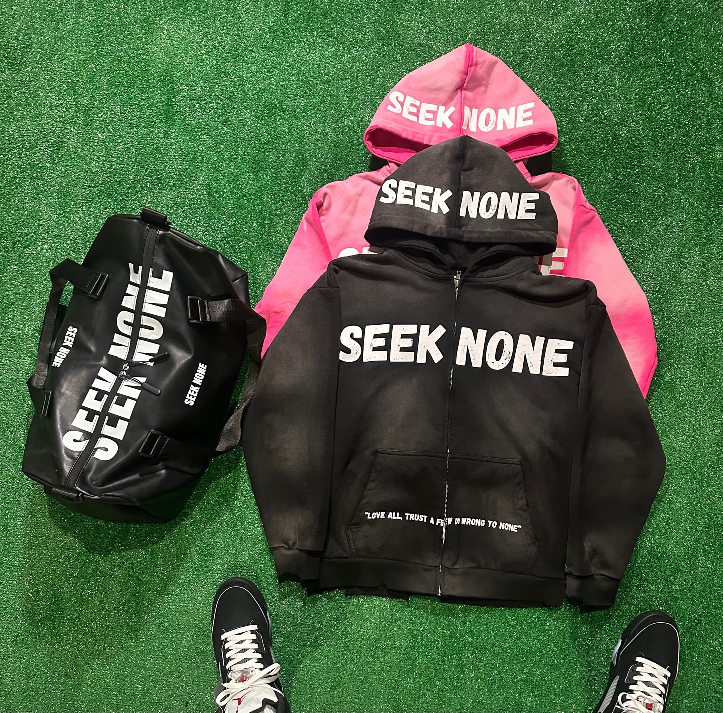 SEEK NONE WINTER COLLECTION BUNDLE. BOTH HOODIES AND TRAVEL BAG