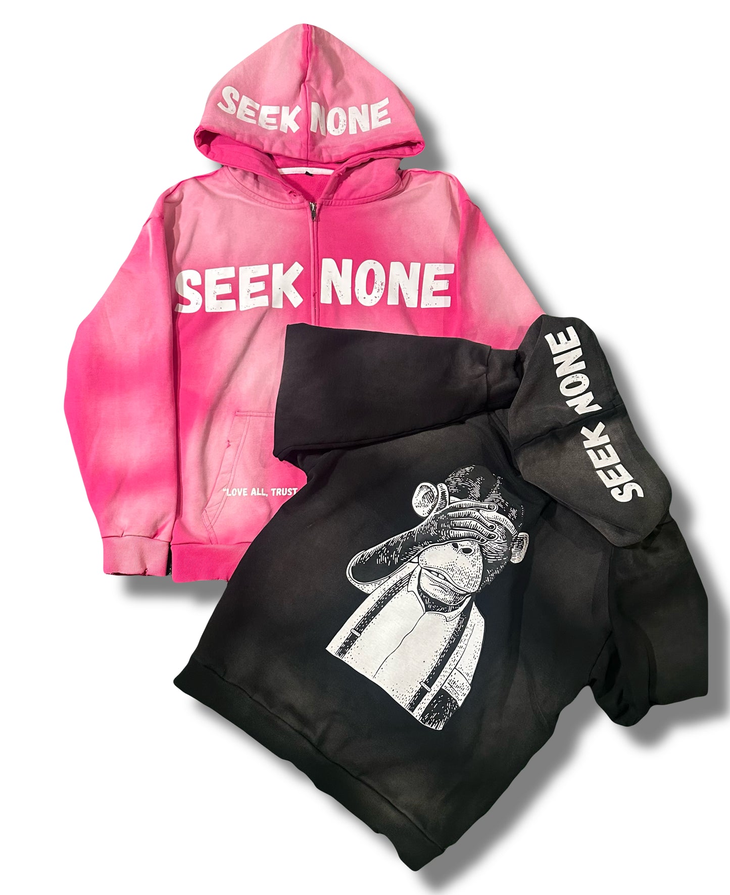 SEEK NONE BLACK ZIP UP HOODIE