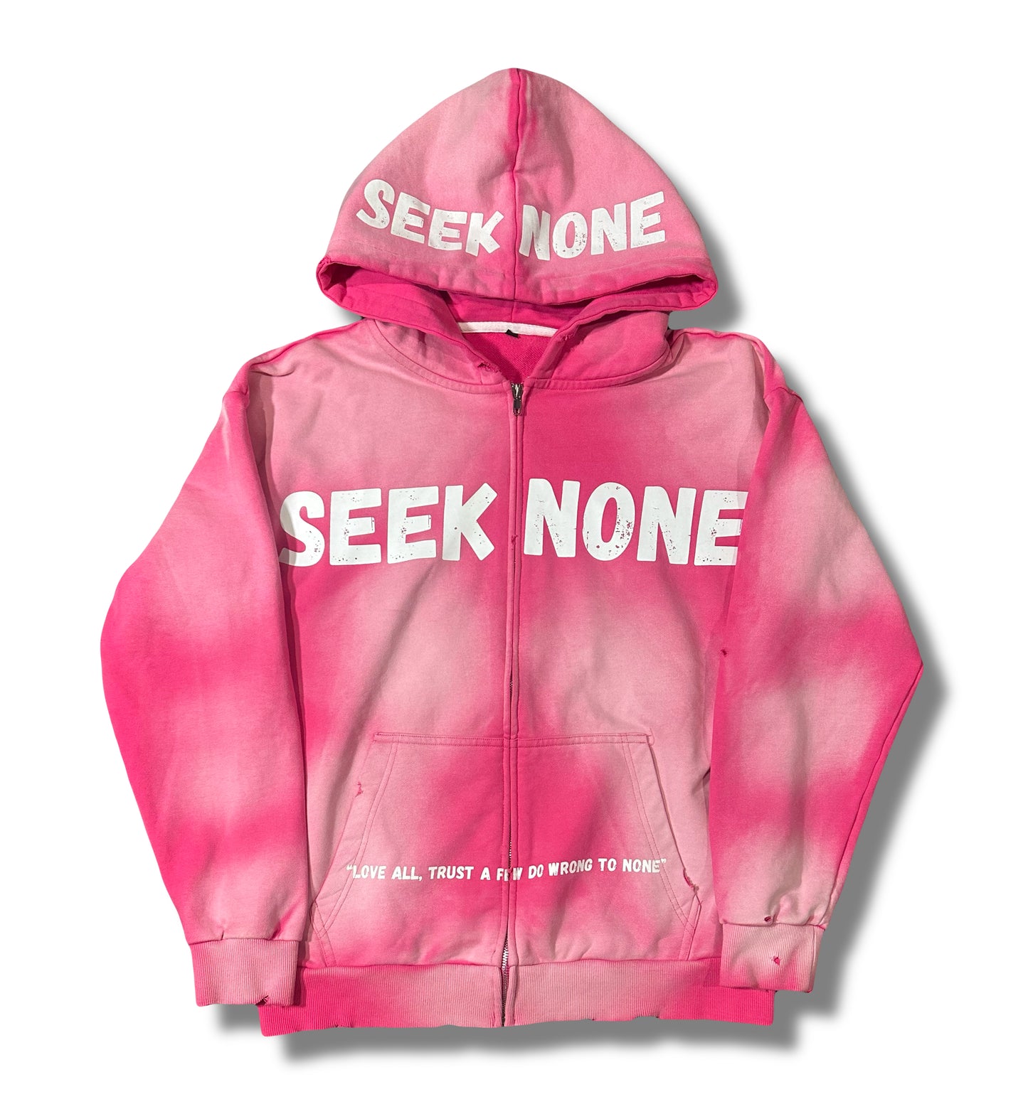 SEEK NONE PINK ZIP UP HOODIE